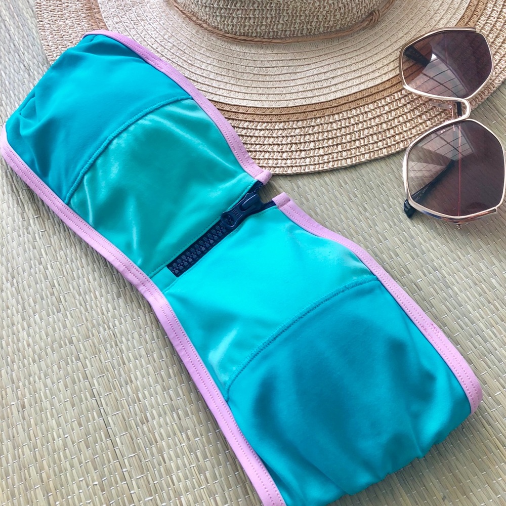 Colorblock Bandeau Bikini Top